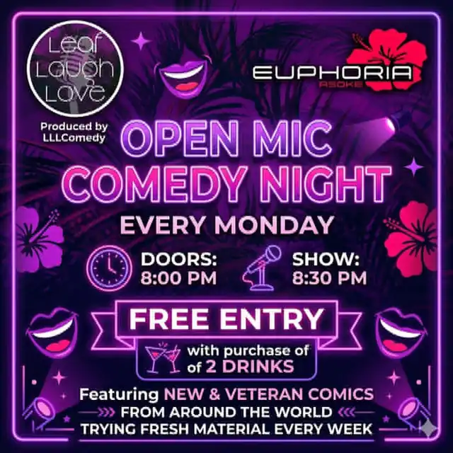 Poster for Monday's Open Mic Comedy Night