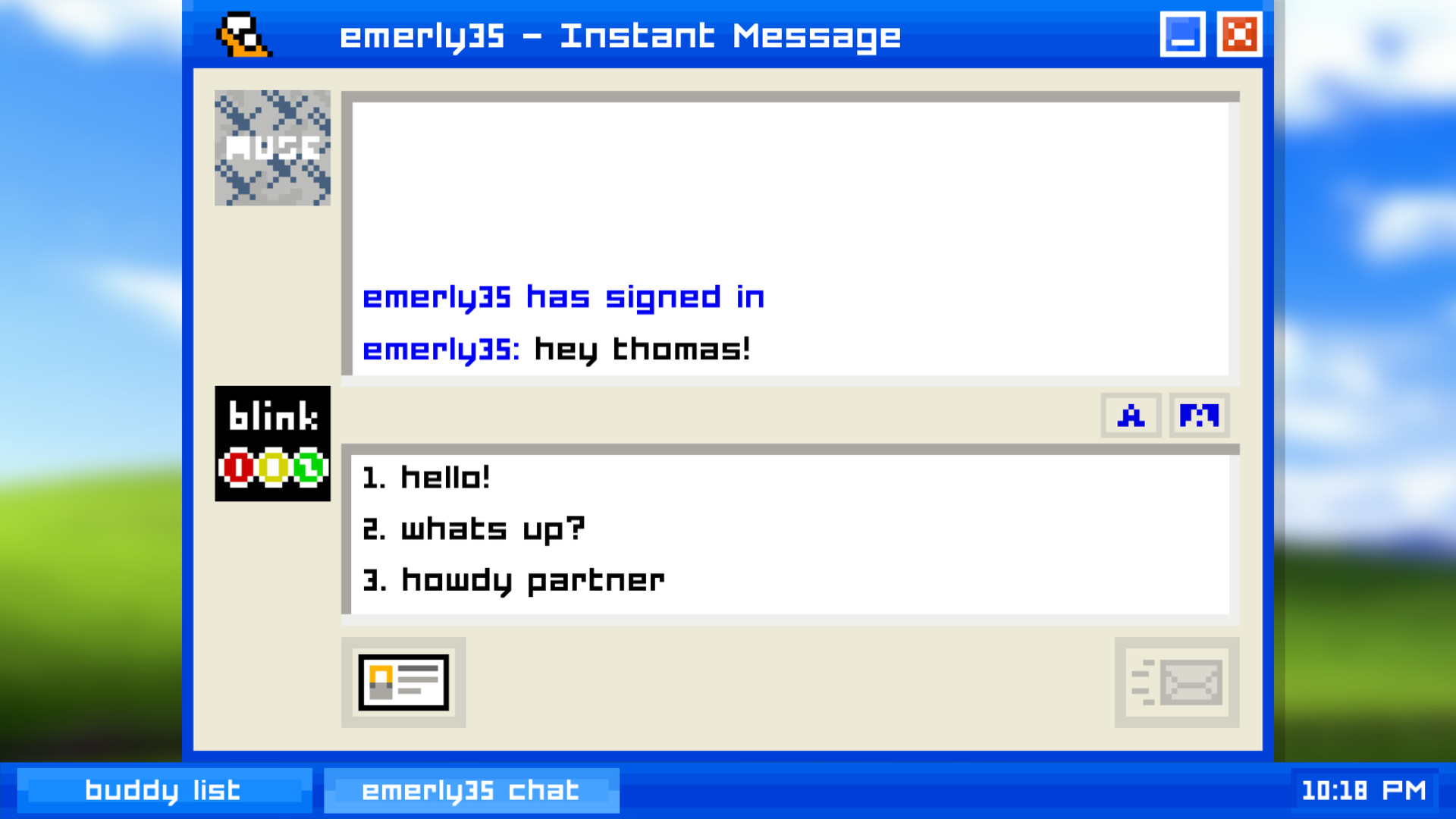 An instant-message conversation in Emily is Away