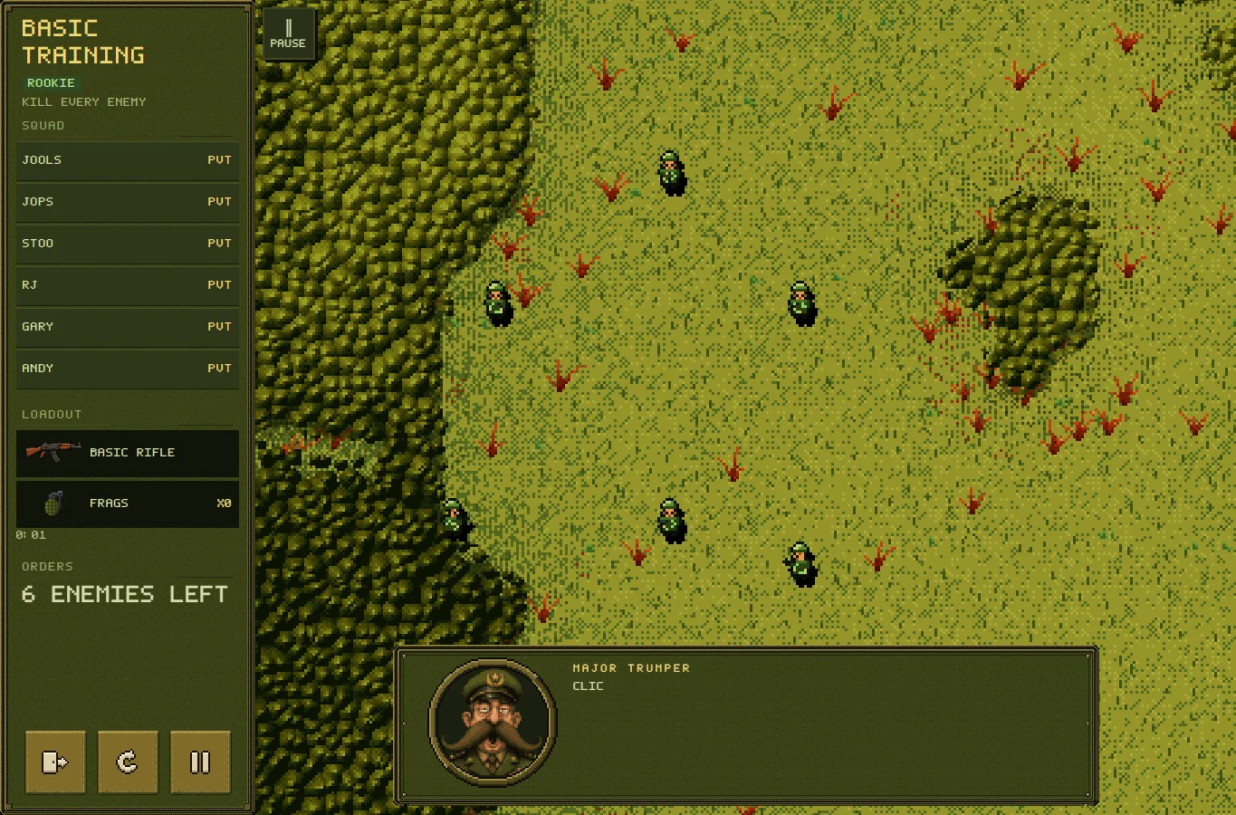 The Boots and Bullets squad deployed in the Basic Training jungle mission