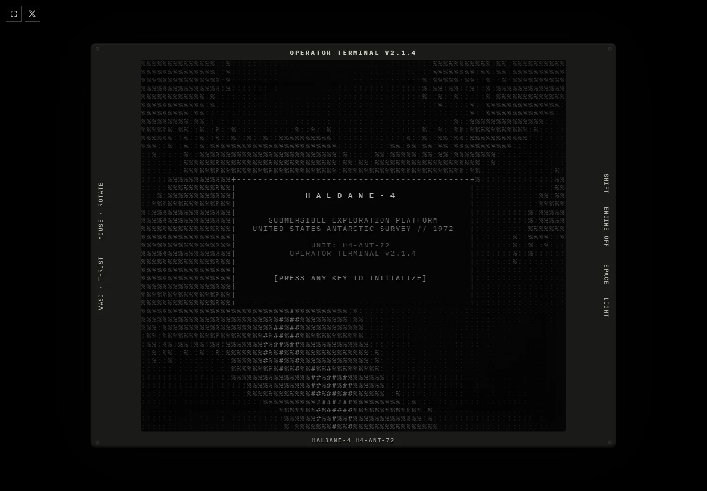 HALDANE-4 opening in an ASCII terminal beneath the Antarctic ice