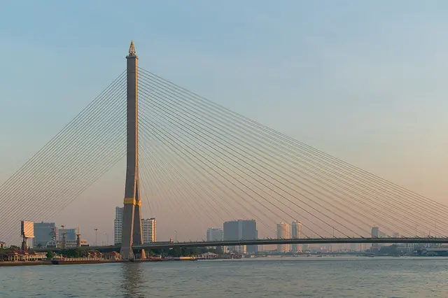 Rama VIII Bridge over the Chao Phraya at sunrise