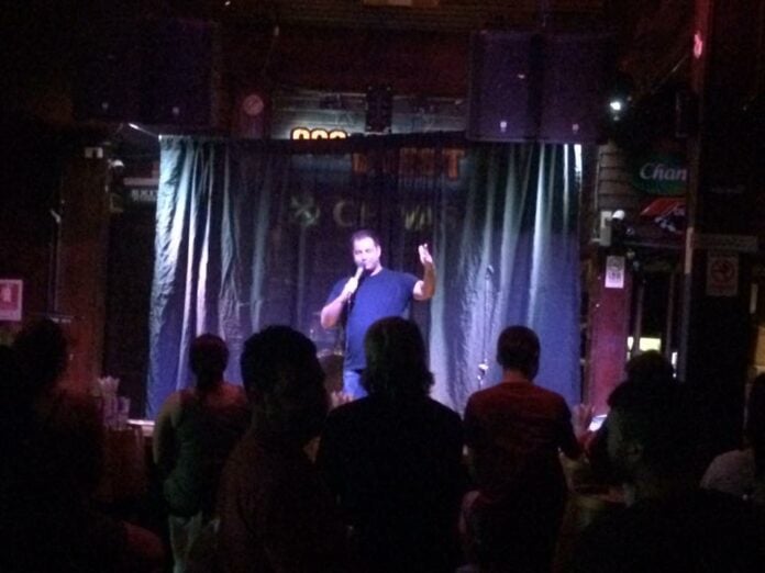 A comedian performing at Khaosan Comedy Club