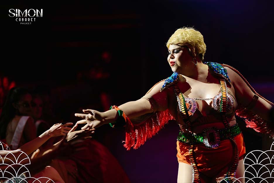 A Simon Cabaret performer greeting the audience