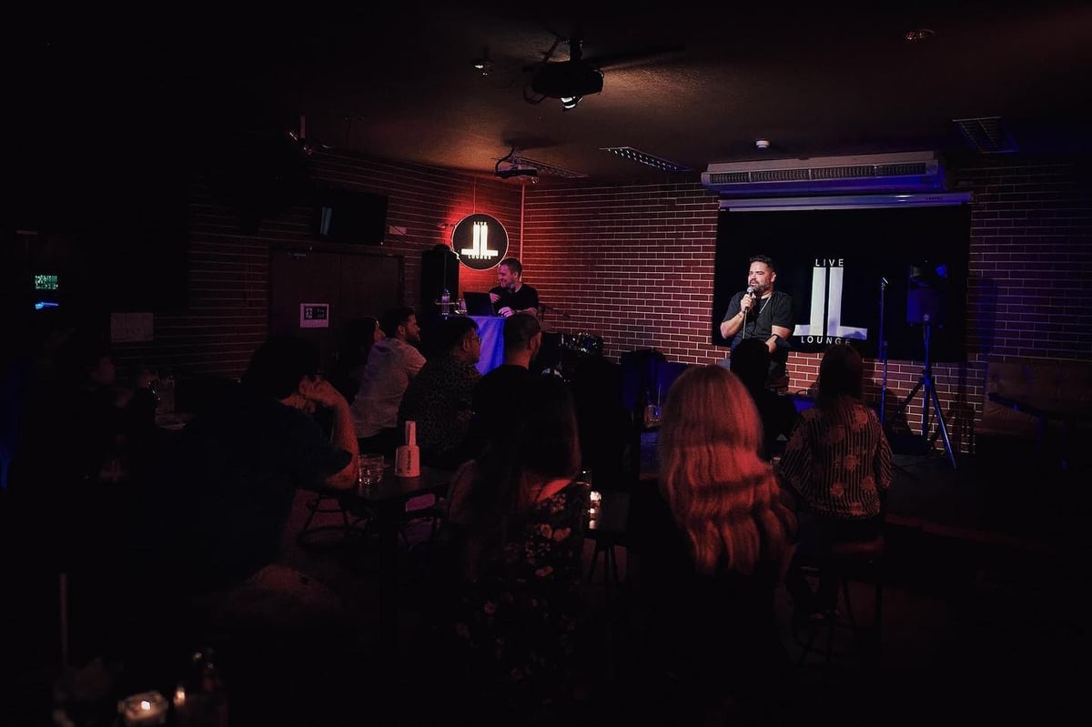 A comedy audience watching a performance