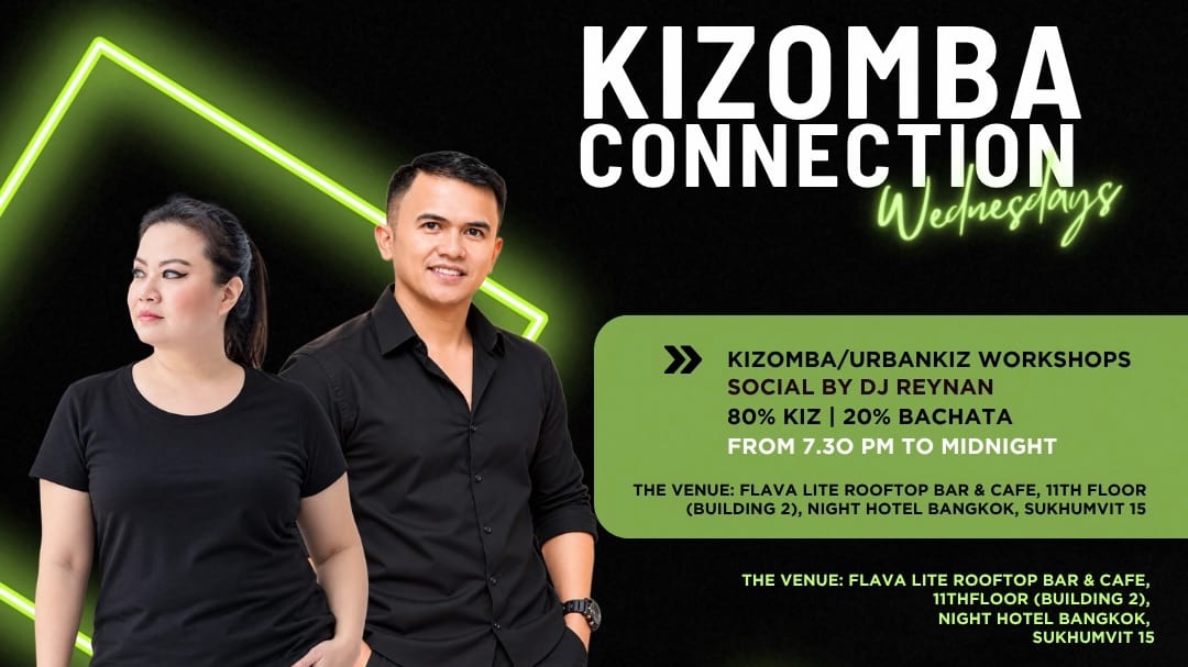Kizomba Connection Wednesdays artwork with a couple in close hold