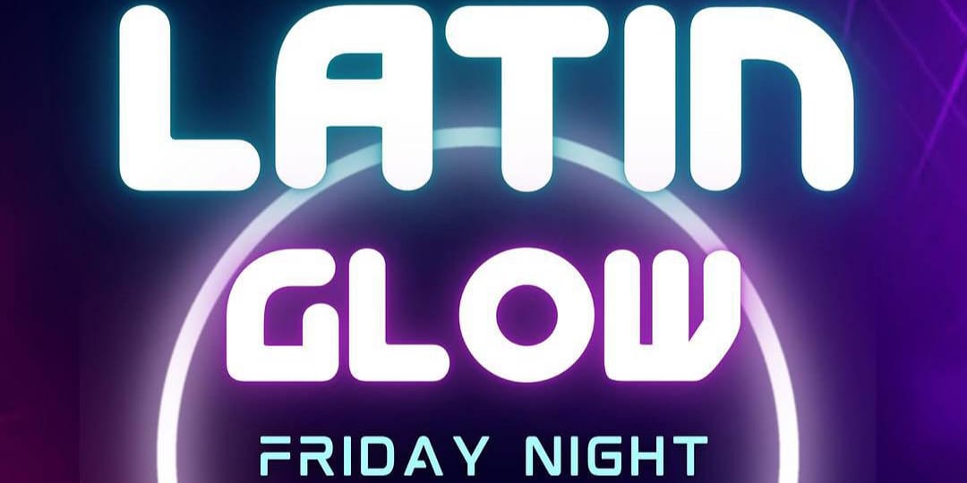 Latin Glow artwork: dancers under neon light at BBG Dance Studio