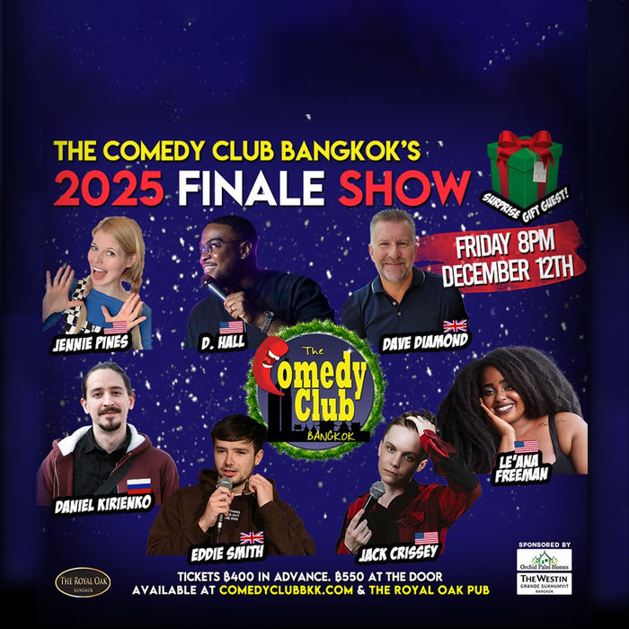 Poster for Comedy Club Bangkok's Finale Show, Friday 12 December 2025