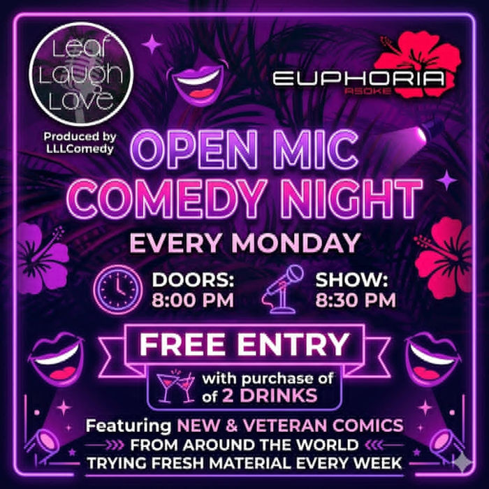 Poster for Monday's Open Mic Comedy Night