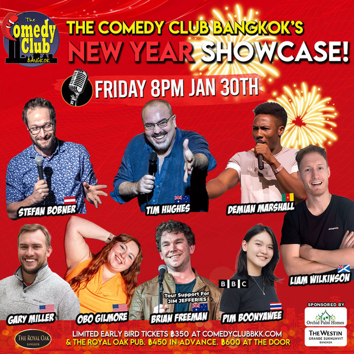 Poster for The Comedy Club Bangkok's New Year Showcase, Friday 30 January 2026
