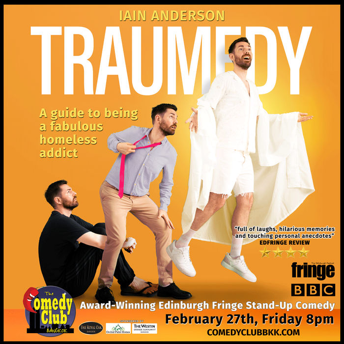 Poster for Traumedy: A Guide to Being a Fabulous Homeless Addict, Friday 27 February 2026