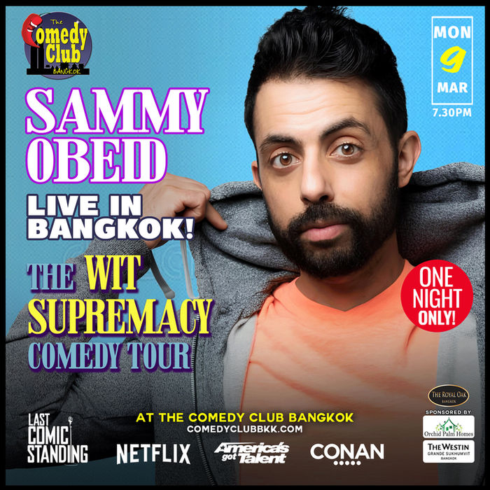 Poster for Sammy Obeid — The Wit Supremacy Comedy Tour, Monday 9 March 2026
